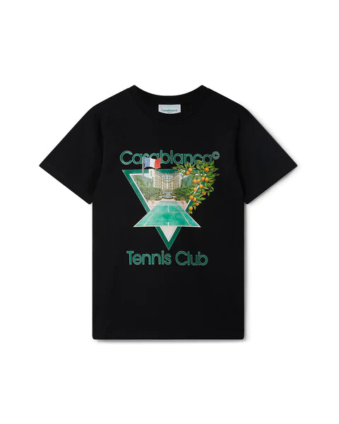 CASABLANCA TENNIS CLUB ICON BLACK T SHIRT