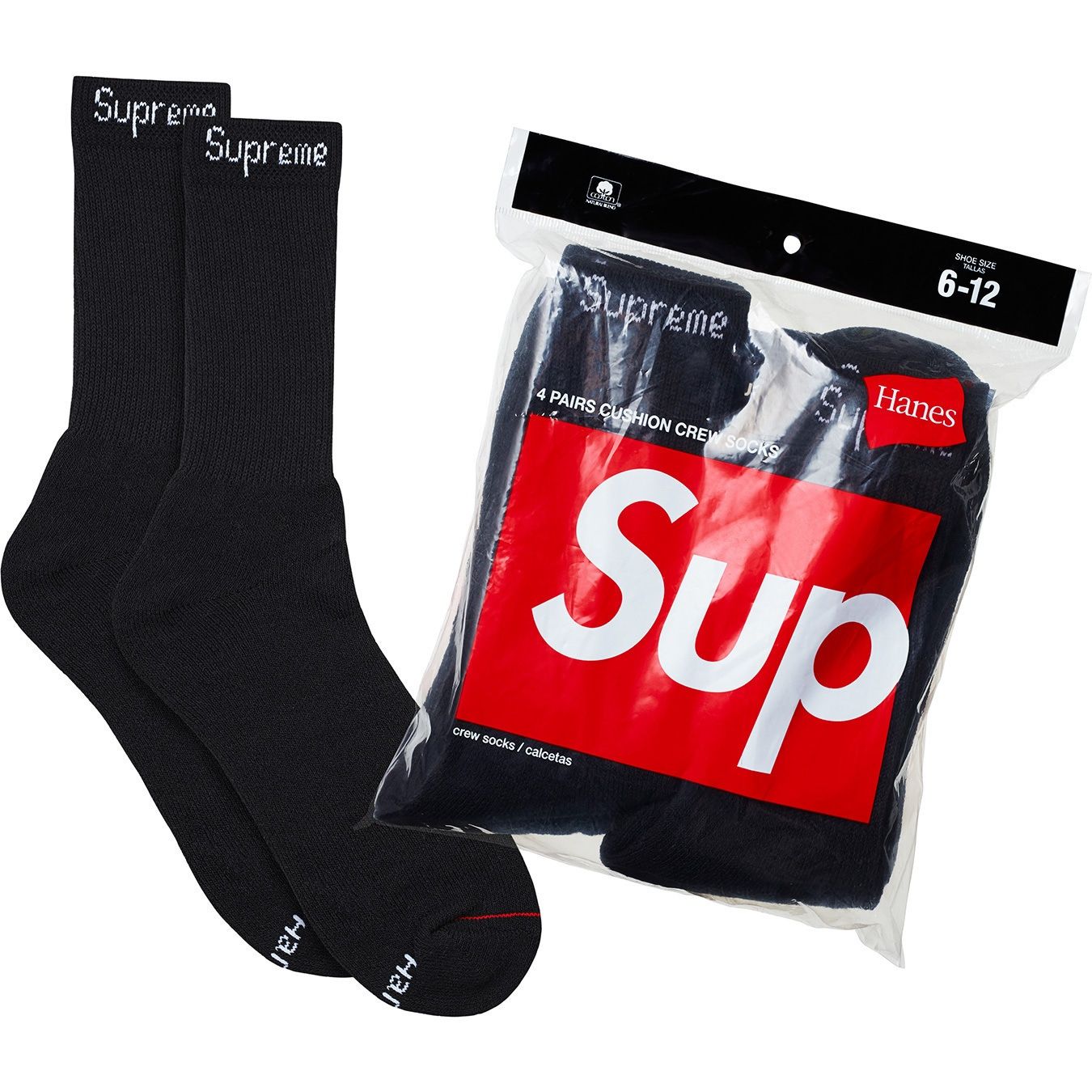 SUPREME®/HANES® CREW SOCKS (4 PACK)