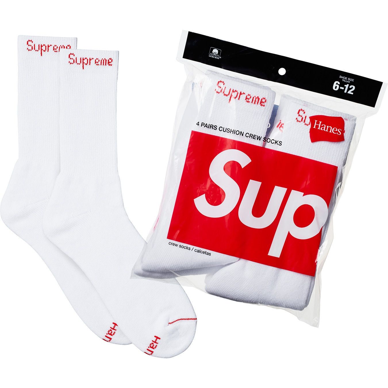 SUPREME®/HANES® CREW SOCKS (4 PACK)